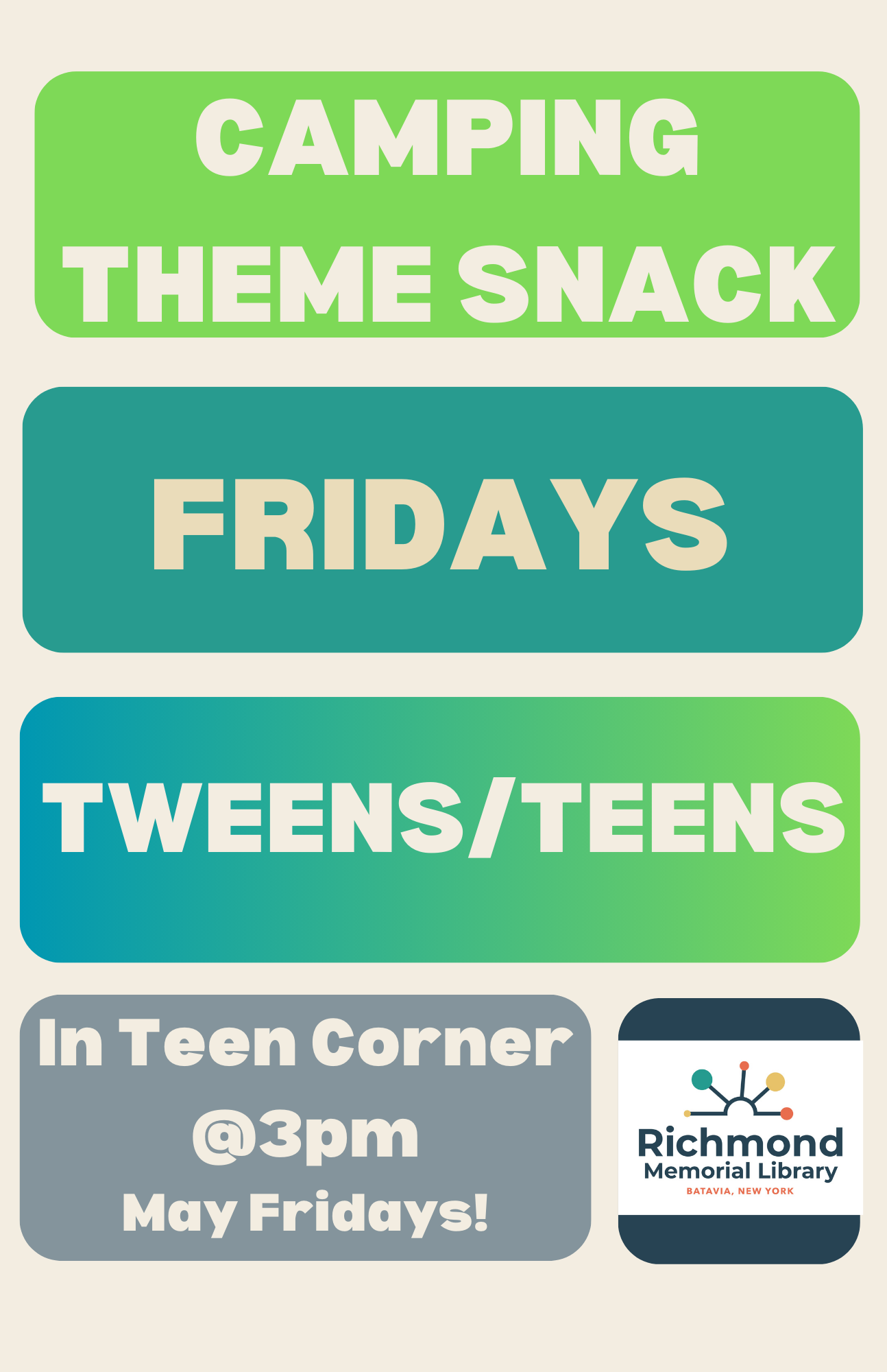 Tweens/Teens Programming: Camping Theme Snacks! 