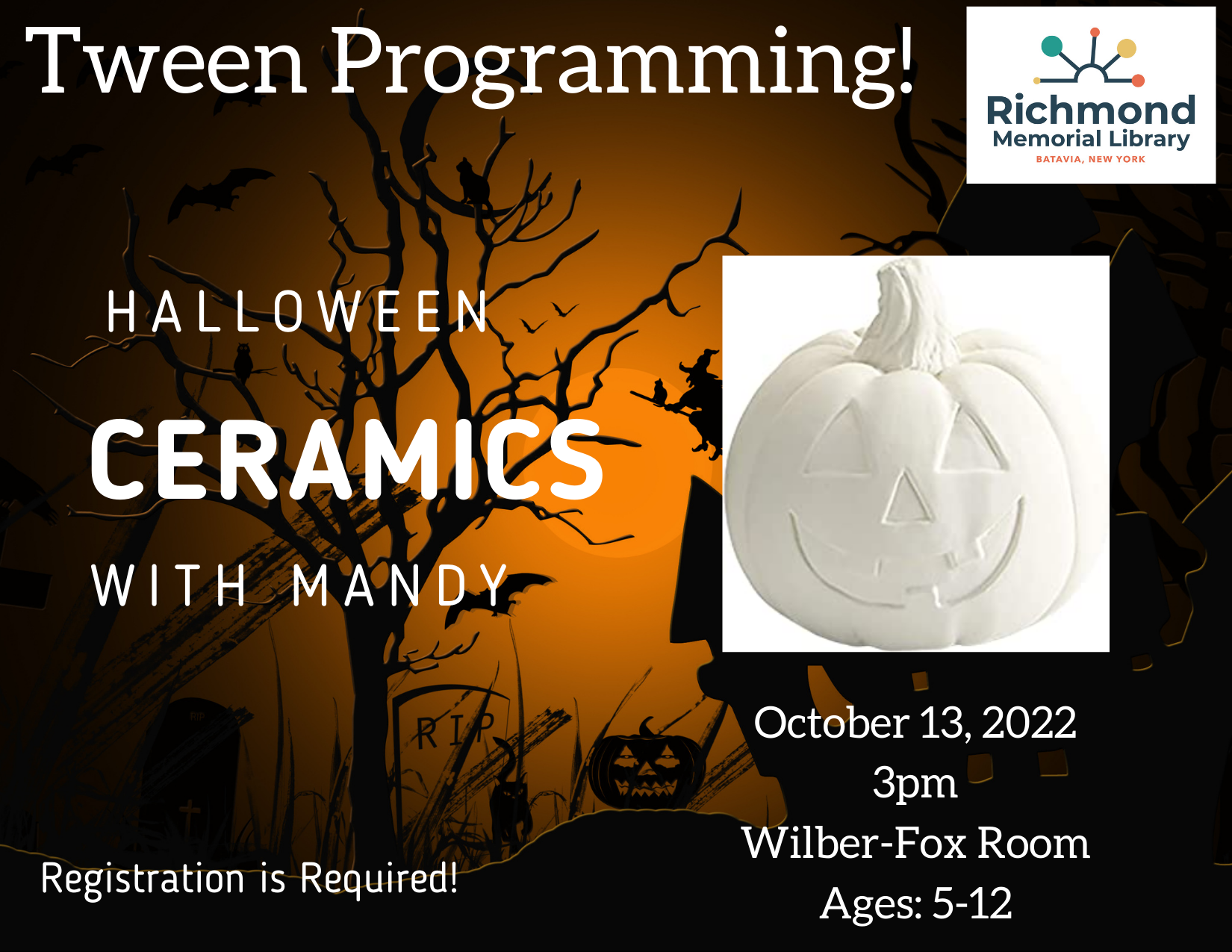 Tween Programming: Halloween Ceramics Painting