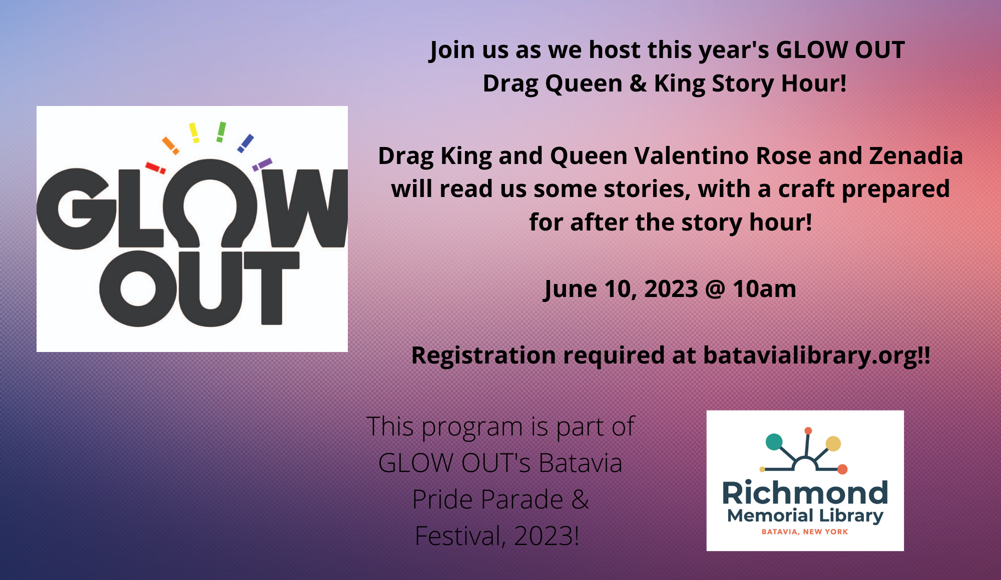 "Glow Out" Drag King & Queen Story Hour 